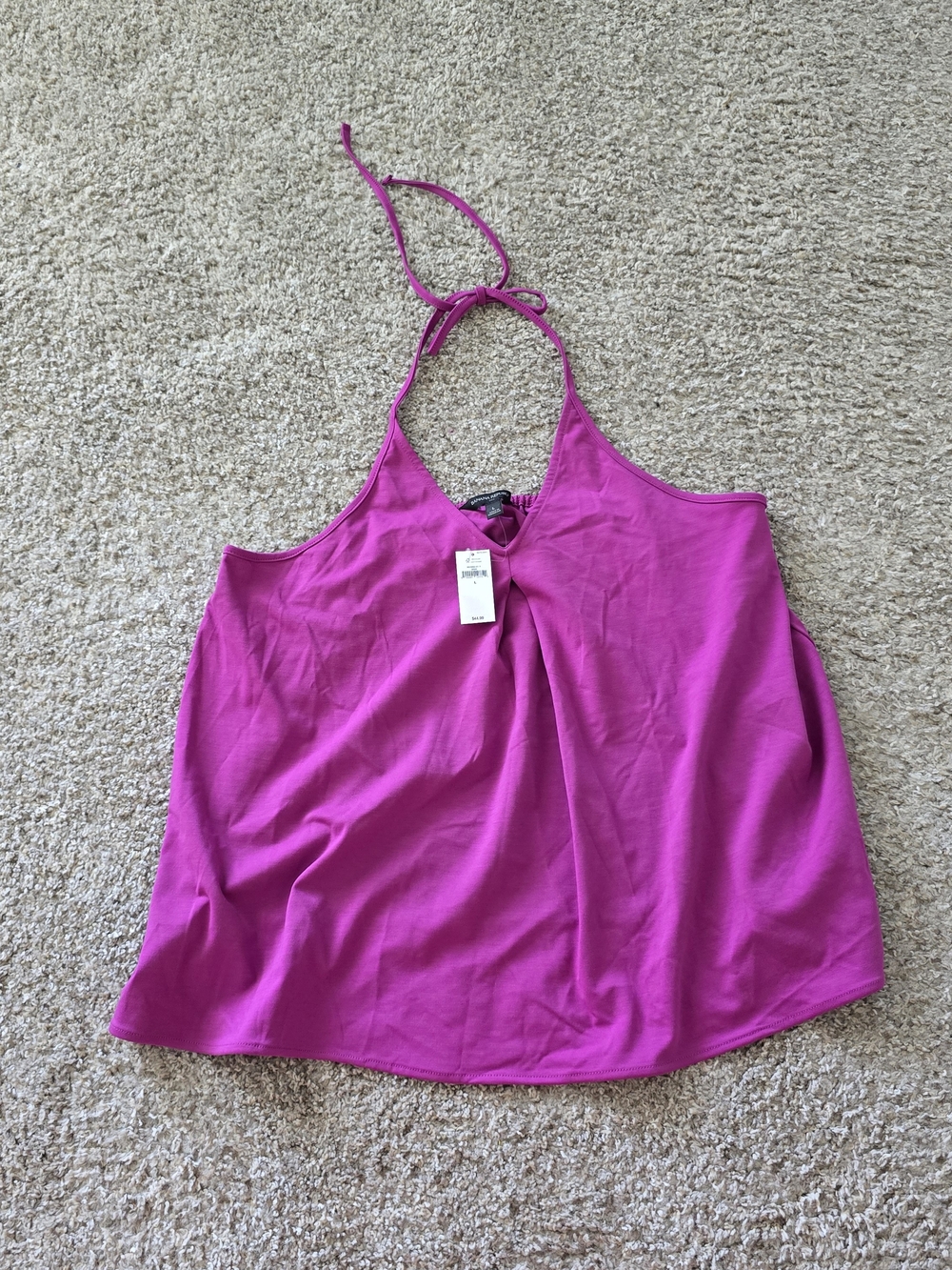 Banana Republic Purple Halter Tie V-Neck Sleeveless Stretch Jersey Top L (NWT)